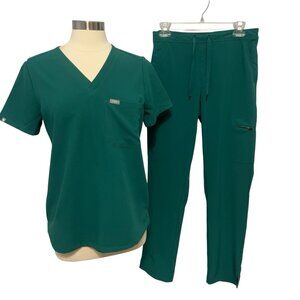 Lot of 7 FIGS Scrub Tops & Set Womens Small & X-Small Aqua Teal Green Blue